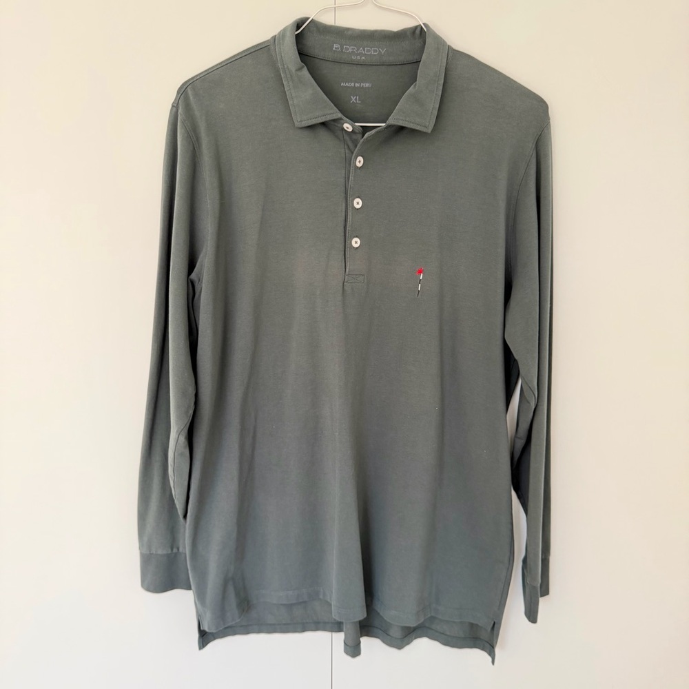 B.DRADDY Men’s Jack Dormie Club Long Sleeve Polo in Gray